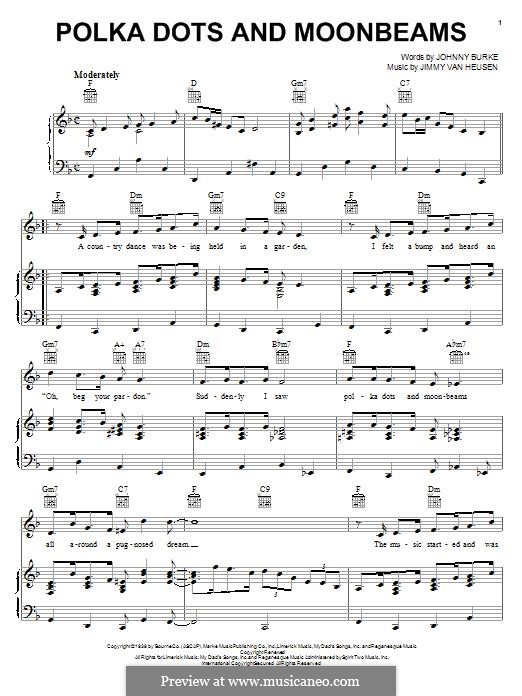 Polka Dots and Moonbeams: Для голоса и фортепиано (или гитары) by Jimmy Van Heusen