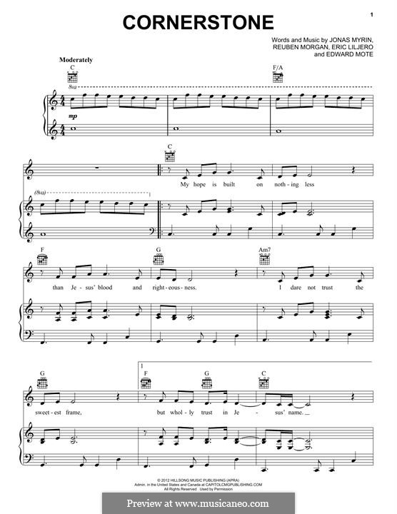 Cornerstone (Hillsong): Для голоса и фортепиано (или гитары) by Jonas Myrin, Reuben Morgan, Eric Liljero