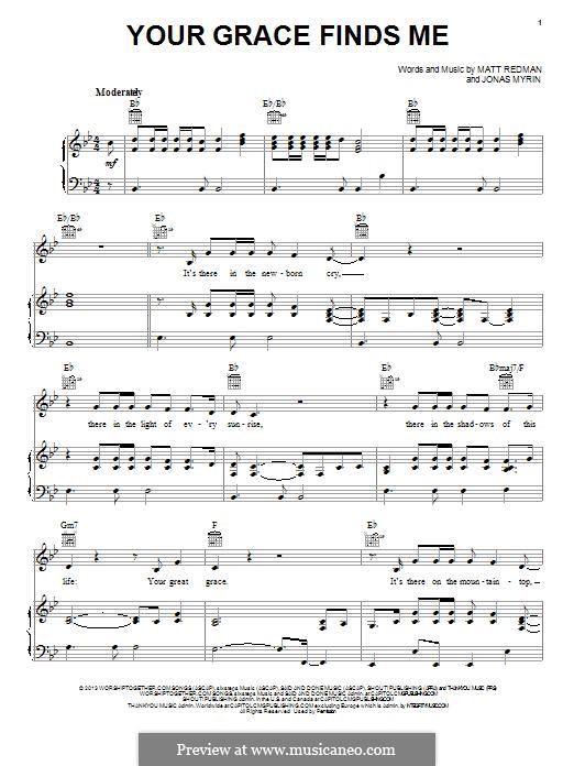 Your Grace Finds Me: Для голоса и фортепиано (или гитары) by Jonas Myrin, Matt Redman