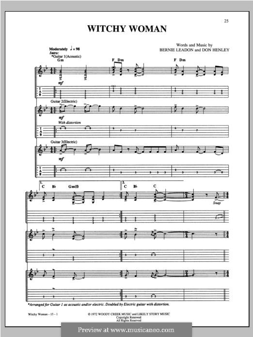 Witchy Woman (Eagles): Гитарная табулатура by Bernard Leadon, Don Henley