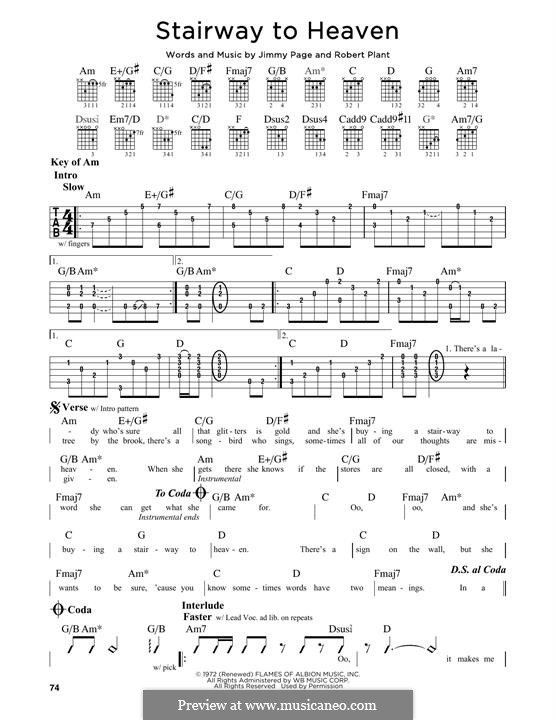 Stairway to Heaven (Led Zeppelin): Гитарная табулатура by Jimmy Page, Robert Plant