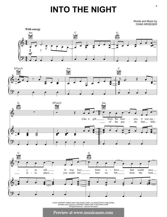 Into the Night (Santana): Для голоса и фортепиано (или гитары) by Chad Kroeger