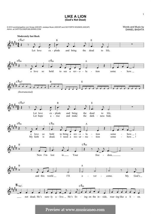 Like a Lion (God's Not Dead): Мелодия by Daniel Bashta