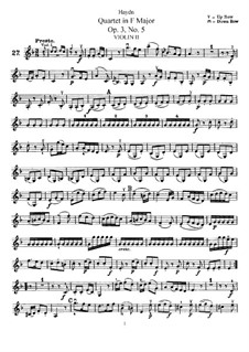 Струнный квартет фа мажор, Hob.III/17 Op.3 No.5: Партия второй скрипки by Йозеф Гайдн