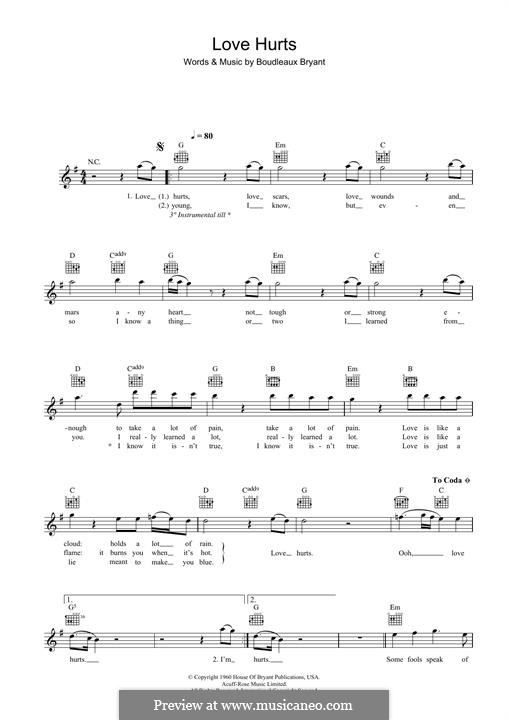 Love Hurts (The Everly Brothers): Мелодия by Boudleaux Bryant