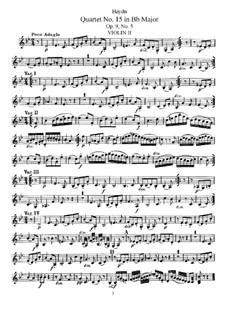 Струнный квартет No.15 си-бемоль мажор, Hob.III/21 Op.9 No.5: Партия второй скрипки by Йозеф Гайдн