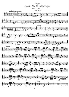 Струнный квартет No.21 ми-бемоль мажор, Hob.III/27 Op.17 No.3: Партия второй скрипки by Йозеф Гайдн