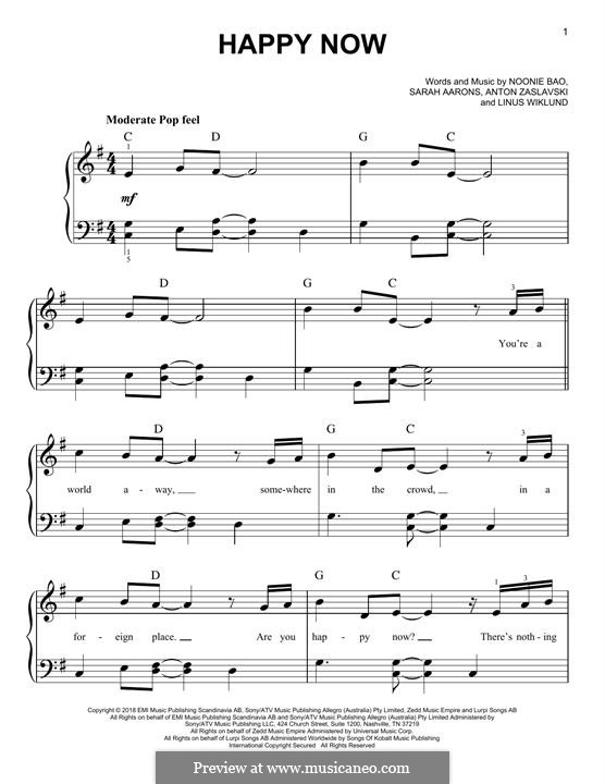 Happy Now (Zed feat. Elley Duhé): Для фортепиано by Linus Wiklund, Anton Zaslavski, Noonie Bao, Sarah Aarons