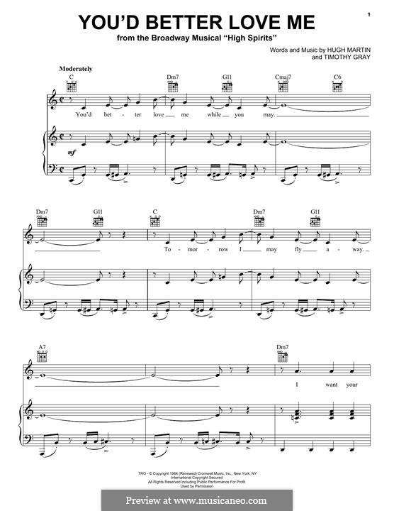 You'd Better Love Me: Для голоса и фортепиано (или гитары) by Hugh Martin