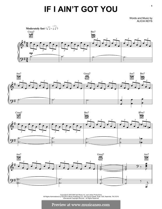 If I Ain't Got You: Для голоса и фортепиано (или гитары) by Alicia Keys