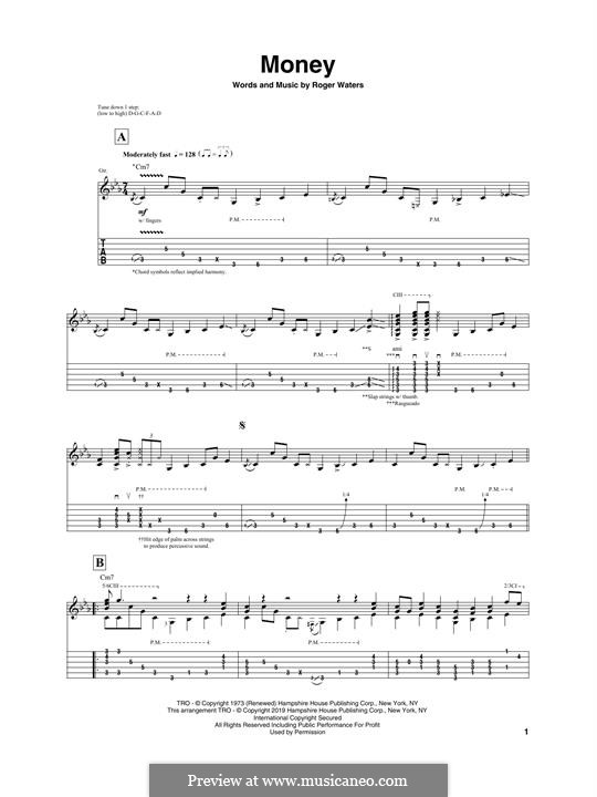 Money (Pink Floyd): Гитарная табулатура by Roger Waters