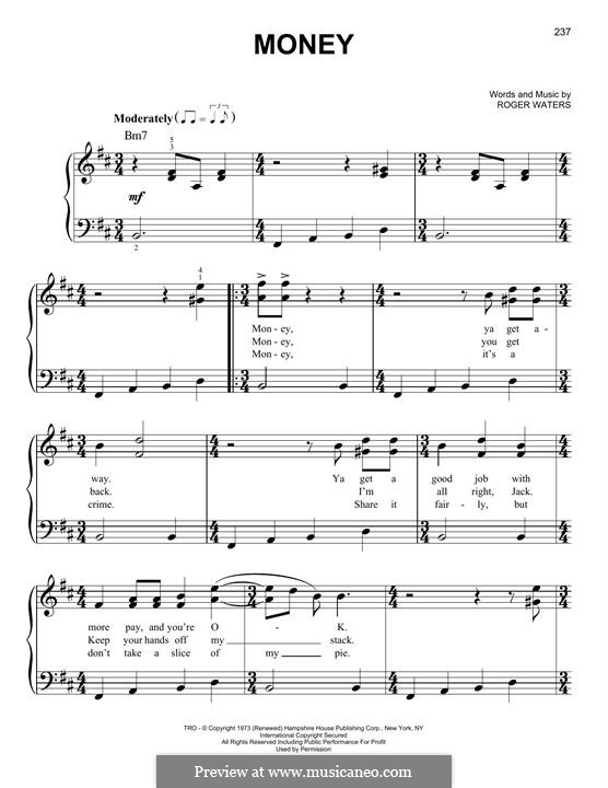 Money (Pink Floyd): Для фортепиано by Roger Waters