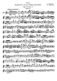 Струнный квартет No.32 до мажор 'Птичий', Hob.III/39 Op.33 No.3: Партия первой скрипки by Йозеф Гайдн