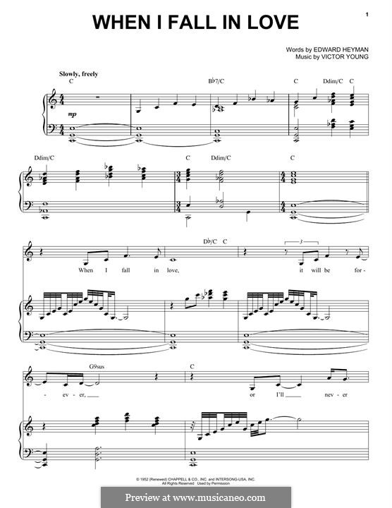 When I Fall in Love (Celine Dion): Для голоса и фортепиано by Victor Young