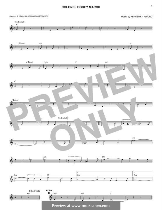 Colonel Bogey March: For any instrument by Kenneth J. Alford
