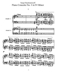 Концерт для фортепиано с оркестром No.1 фа-диез минор, Op.1: Версия для двух фортепиано в 4 руки by Сергей Рахманинов