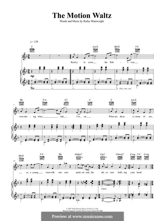 The Motion Waltz: Для голоса и фортепиано (или гитары) by Rufus Wainwright