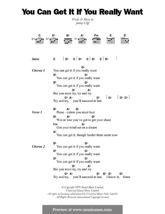 You Can Get It if You Really Want (Desmond Dekker): Текст, аккорды by Jimmy Cliff