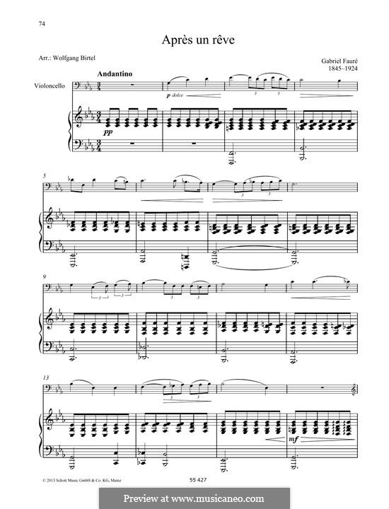 Три песни, Op.7: No.1 Après un rêve, for violin and piano by Габриэль Форе