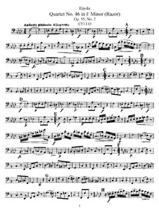 Струнный квартет No.46 фа минор 'Бритвенный', Hob.III/61 Op.55 No.2: Партия виолончели by Йозеф Гайдн