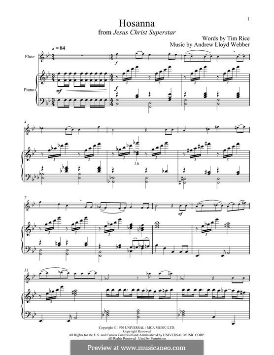 Hosanna (from Jesus Christ Superstar): Для флейты и фортепиано by Andrew Lloyd Webber