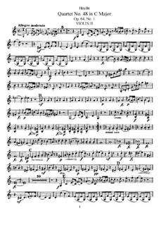 Струнный квартет No.48 до мажор, Hob.III/65 Op.64 No.1: Партия второй скрипки by Йозеф Гайдн