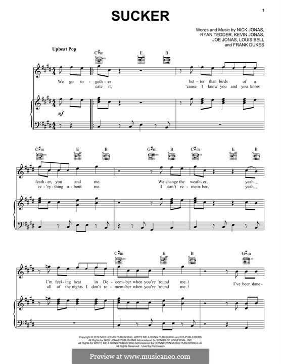 Vocal-instrumental version: Для голоса и фортепиано (или гитары) by Joseph Jonas, Kevin Jonas Sr., Nicholas Jonas, Ryan B Tedder, Louis Bell, Frank Dukes