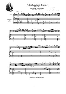 Соната для клавира ре минор, BWV 964: Version for violin and harpsichord (or piano) by Иоганн Себастьян Бах