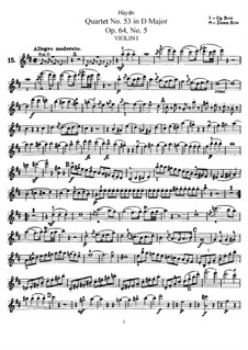 Струнный квартет No.53 ре мажор 'Жаворонок', Hob.III/63 Op.64 No.5: Партия первой скрипки by Йозеф Гайдн