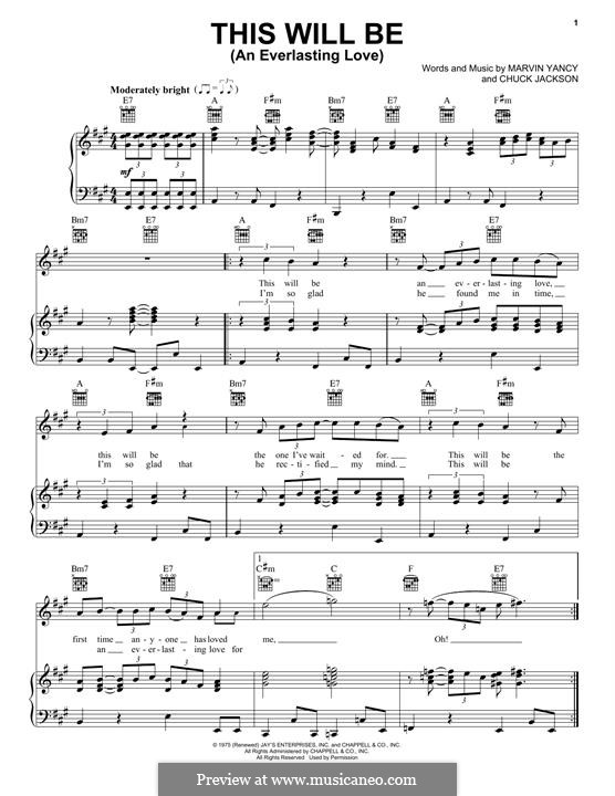 This Will Be (An Everlasting Love): Для голоса и фортепиано (или гитары) by Chuck Jackson, Marvin Yancy