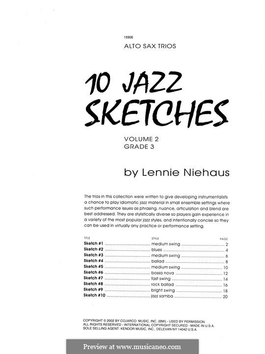 10 Jazz Sketches: Volume 2 (altos) by Lennie Niehaus