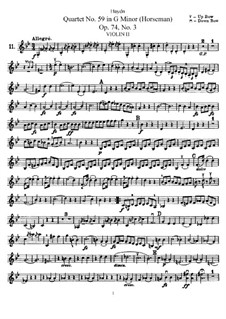 Струнный квартет No.59 соль минор, Hob.III/74 Op.74 No.3: Партия второй скрипки by Йозеф Гайдн
