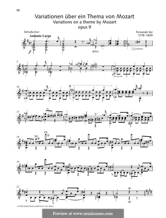 Интродукция и вариации на тему Моцарта, Op.9: Для гитары by Фернандо Сор