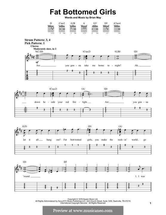 Fat Bottomed Girls: Гитарная табулатура by Brian May