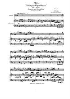 20 Arias from Cantatas for Bassoon and Harpsichord: Aria (Mein gläubiges Herze), BWV 68 No.2 by Иоганн Себастьян Бах