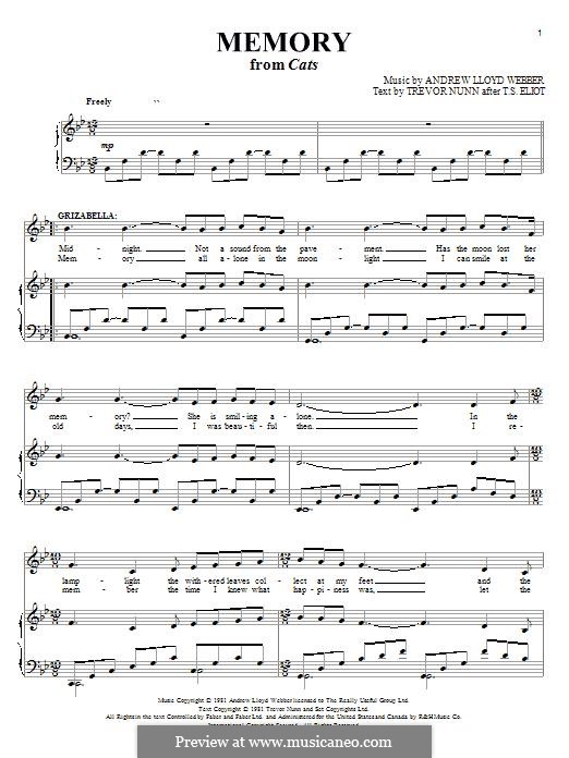 Vocal version: Для голоса и фортепиано by Andrew Lloyd Webber