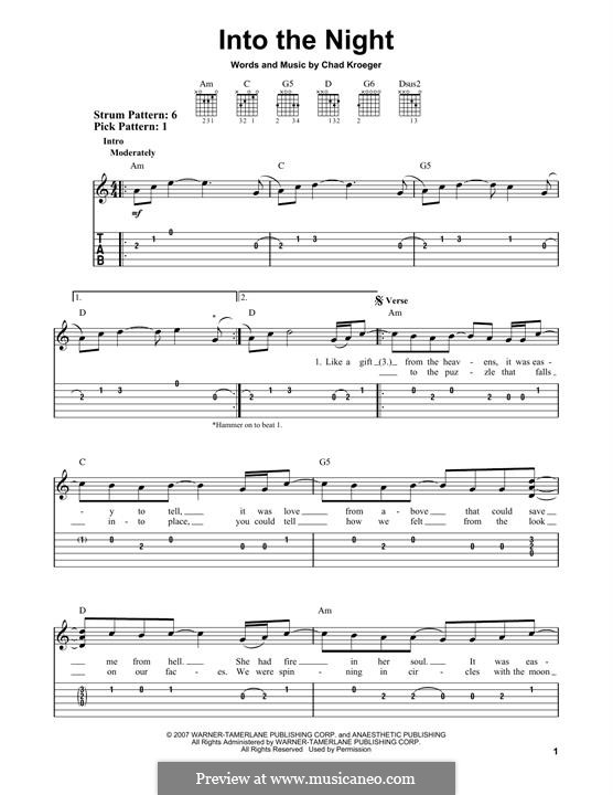 Into the Night (Santana): Гитарная табулатура by Chad Kroeger