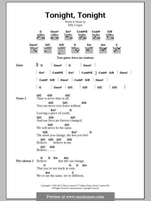 Tonight, Tonight (The Smashing Pumpkins): Текст, аккорды by Billy Corgan