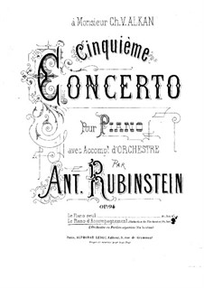 Концерт для фортепиано с оркестром No.5 ми-бемоль мажор, Op.94: Версия для фортепиано by Антон Рубинштейн