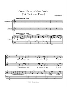 Come Home to Nova Scotia (SA Choir and Piano): Come Home to Nova Scotia (SA Choir and Piano) by Rae Lewis