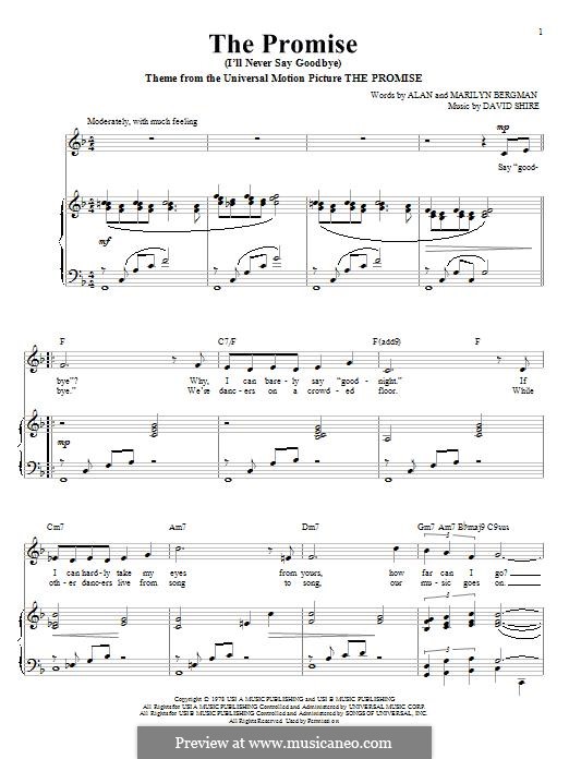 The Promise (I'll Never Say Goodbye): Для голоса и фортепиано by David Shire