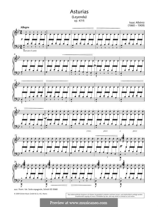 No.5 Легенда: Для фортепиано by Исаак Альбенис