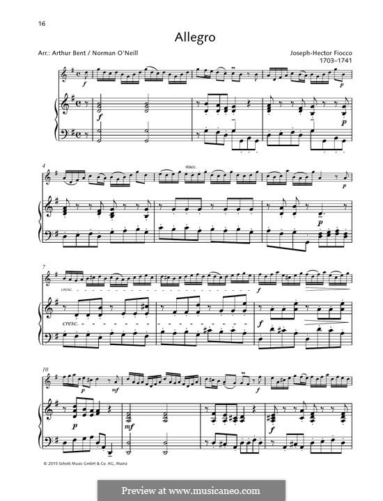 Сюита No.1: Allegro, for violin and piano by Жозеф-Эктор Фьокко