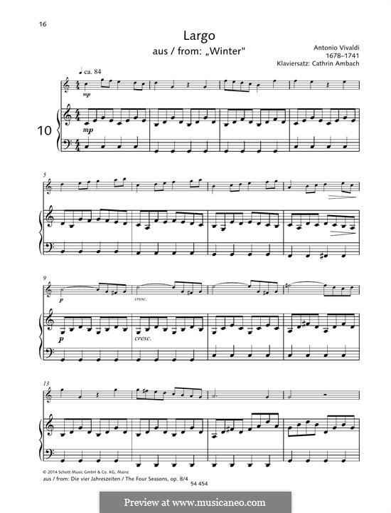 Концерт для скрипки с оркестром No.4 фа минор 'Зима', RV 297: Movement II. Arrangement for trumpet and piano by Антонио Вивальди