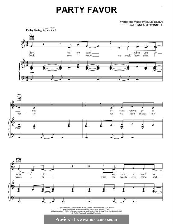 Party Favor: Для голоса и фортепиано (или гитары) by Finneas O'Connell, Billie Eilish