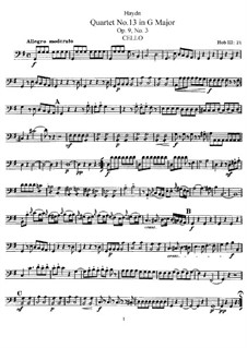 Струнный квартет No.13 соль мажор, Hob.III/21 Op.9 No.3: Партия виолончели by Йозеф Гайдн