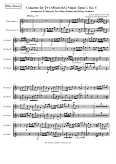 Concerto No.6 in G Major: For two oboes d'amore and string orchestra (in D major) by Томазо Альбинони