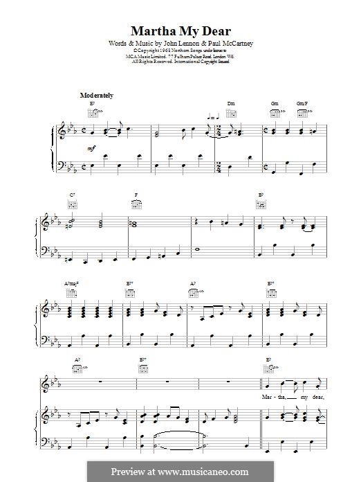 Martha My Dear (The Beatles): Для голоса и фортепиано (или гитары) by John Lennon, Paul McCartney