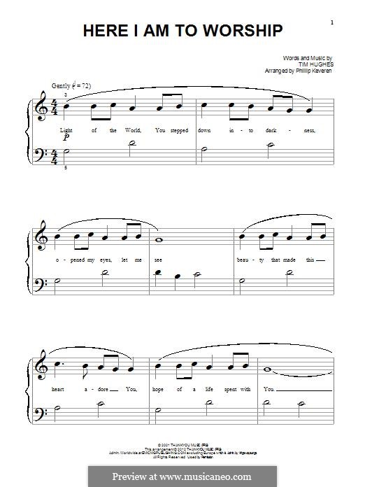 Here I am to Worship (Phillips, Craig & Dean): Для фортепиано by Tim Hughes