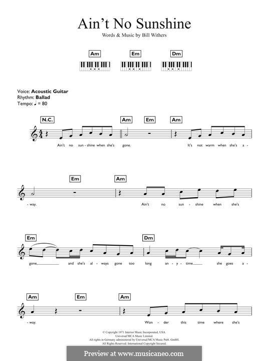 Ain't No Sunshine: Мелодия by Bill Withers